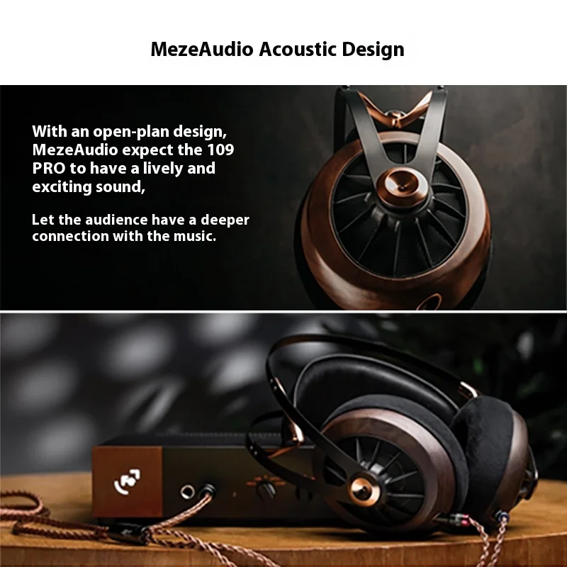 MEZE Audio 109Pro Headphone Open Moving Coil Wired HIFI Sound Stereo Headphone 50mm Moving Diaphragm Aluminium Shell Customize