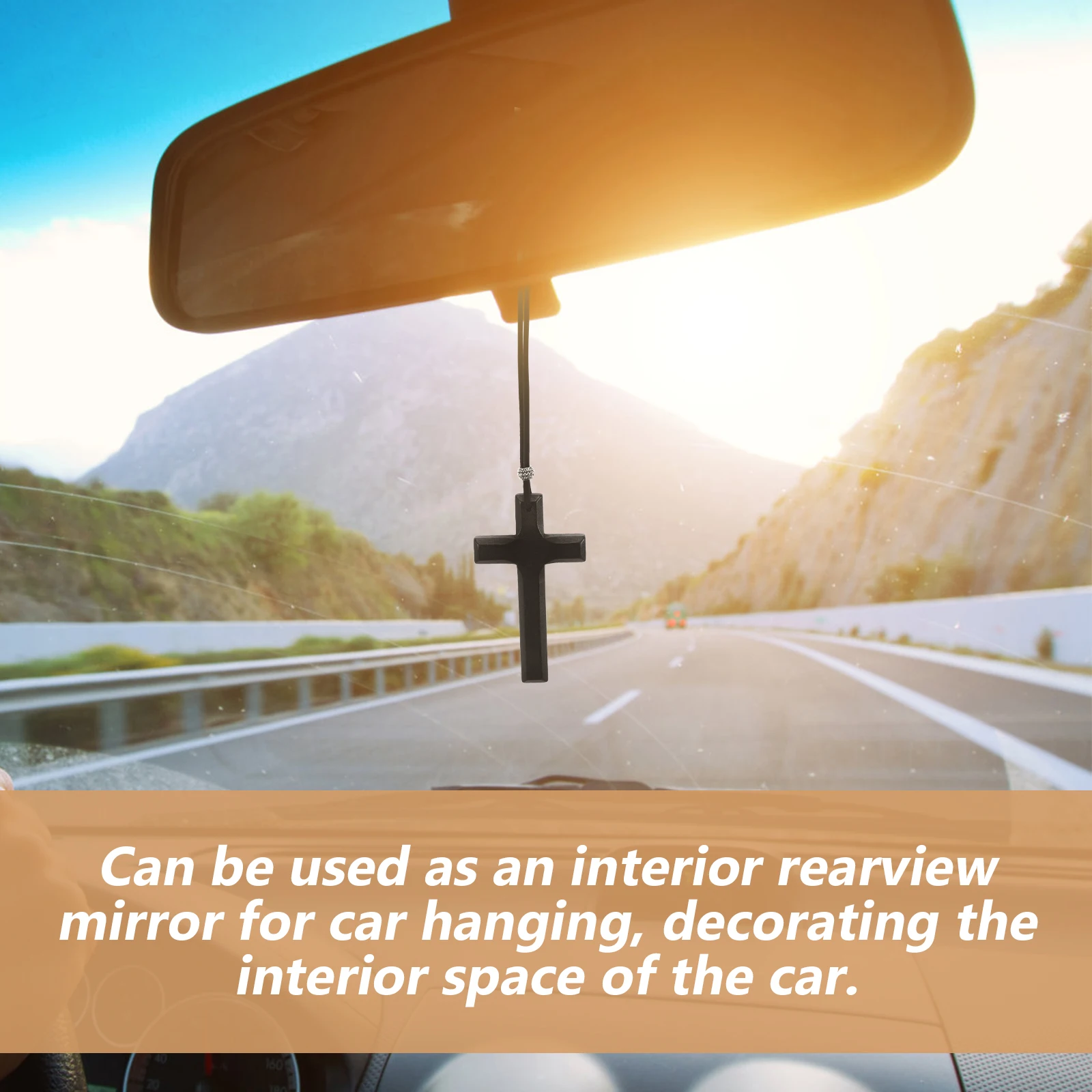 

Wooden Hanging Retro Handmade Pendant For Rear View Mirror Ornaments Accessories Car Decorations Faith Symbol