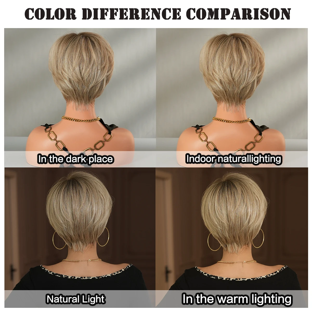 Short Straight Pixie Cut Golden Bob Wig for Women Daily Use High Density Synthetic Wigs with Drak Roots Beginner Friendly - view 6