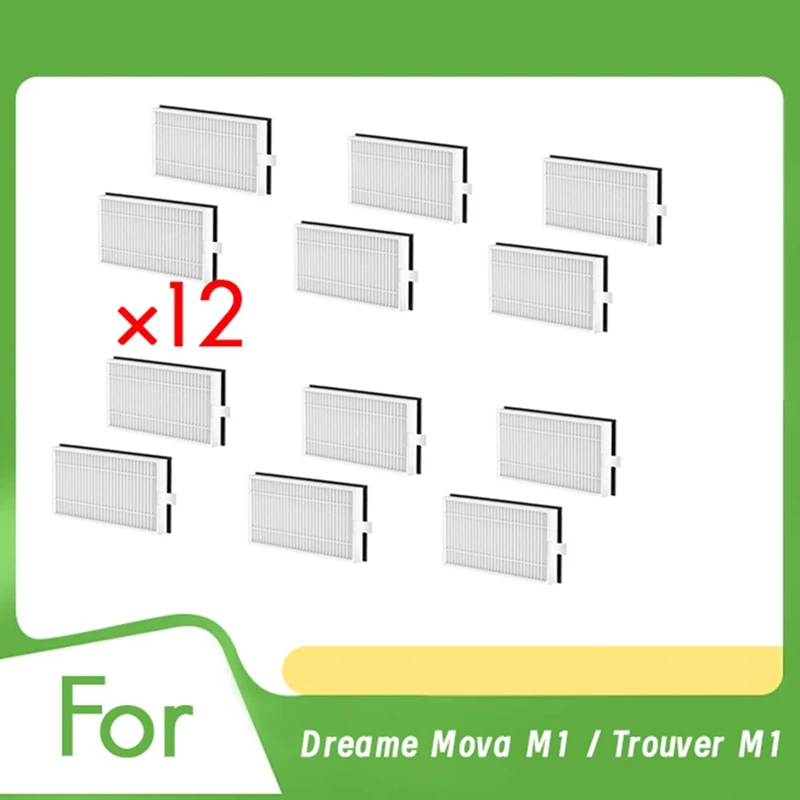 12Pcs Cleaner Filter For Dreame Mova M1 / Trouver M1 Filter Cleaner Parts Replacement Sweeping Robot Accessories