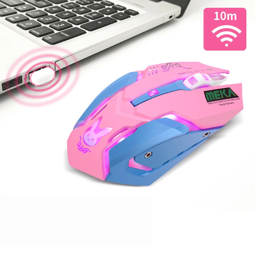 2.4Ghz Wireless Mouse USB Pink Computer Mause 6 Buttons Rechargeable Silent Mice Optical Ergonomic Mouse For Laptop PC Gaming