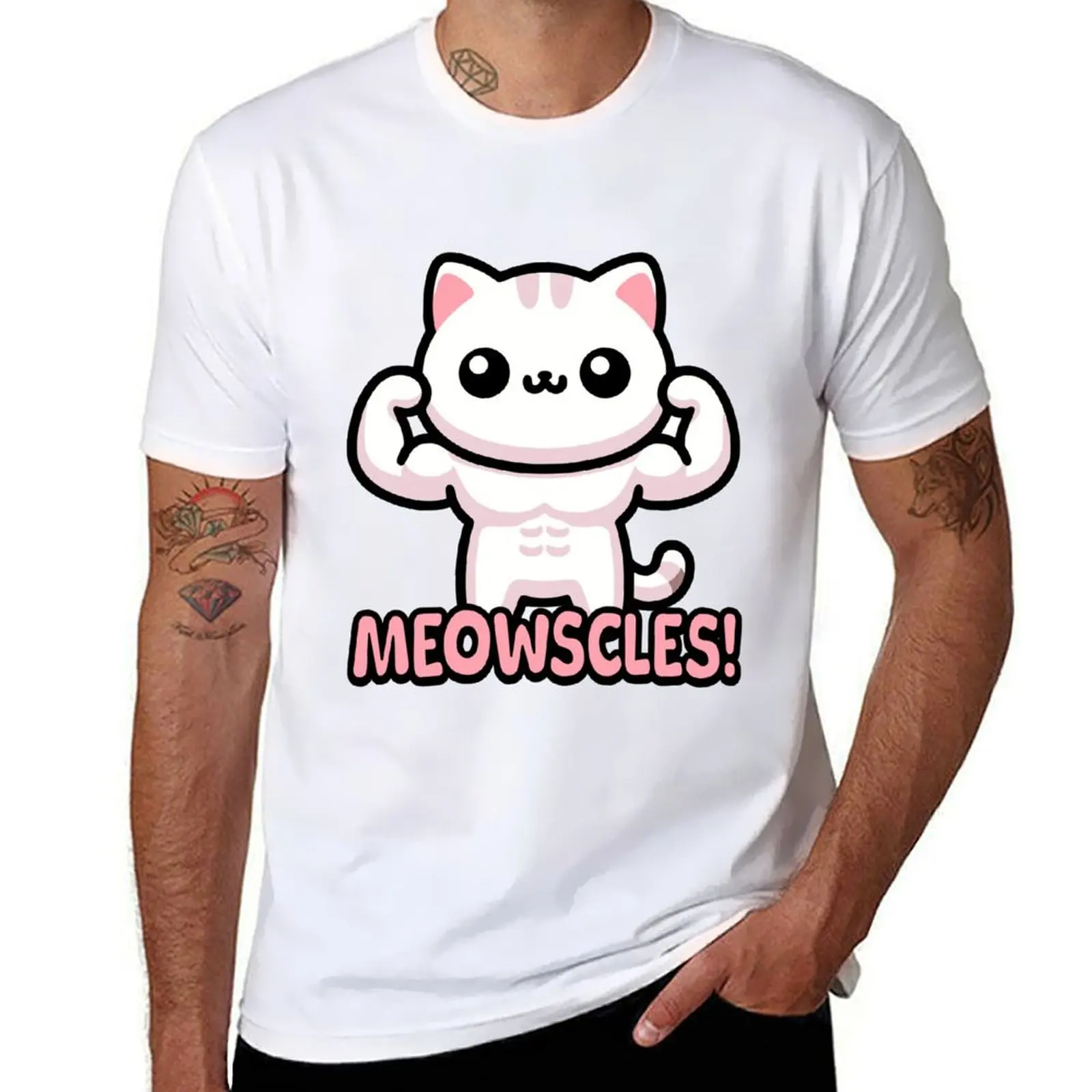 

Meowscles! Cute Muscular Cat Gym Pun T-Shirt t shirt man designer funny t shirts cotton man t shirts for men casual T-Shirt