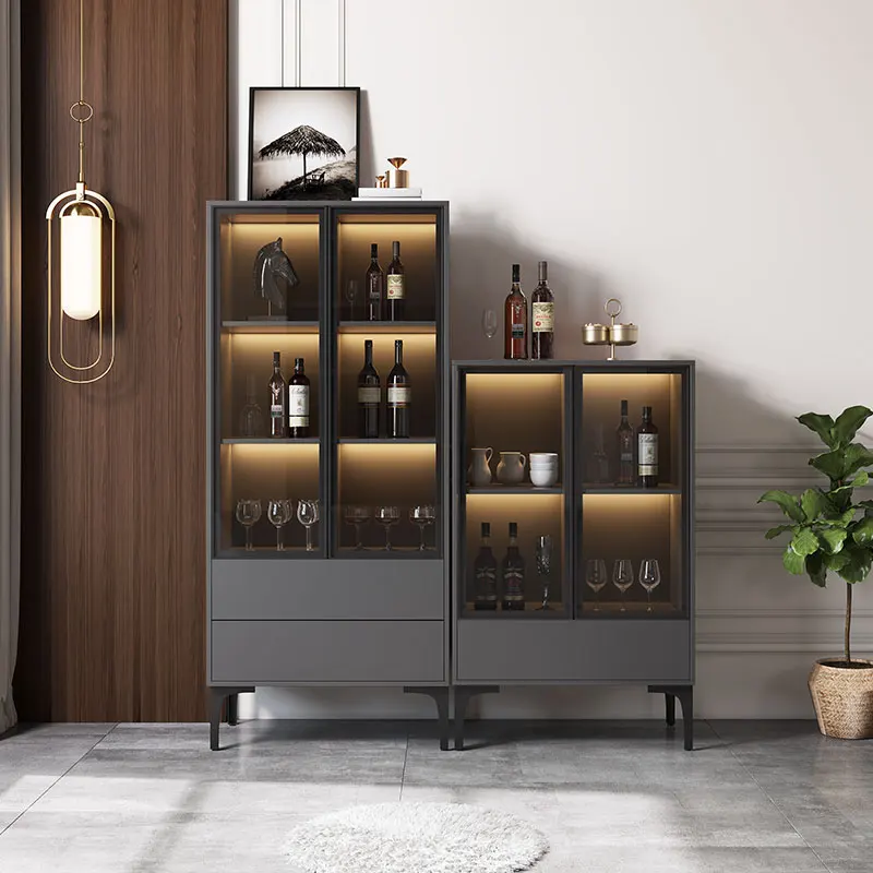 

Light luxury wine cabinet integrated wall glass door dining side cabinet modern simple household living room tea cabinet storage