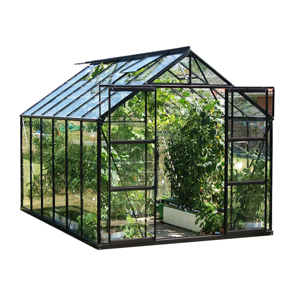 25m2 Modern Durable Aluminum Frame Backyard Garden Greenhouse with UV Protection PC Polycarbonate Panels and Ventilation Windows