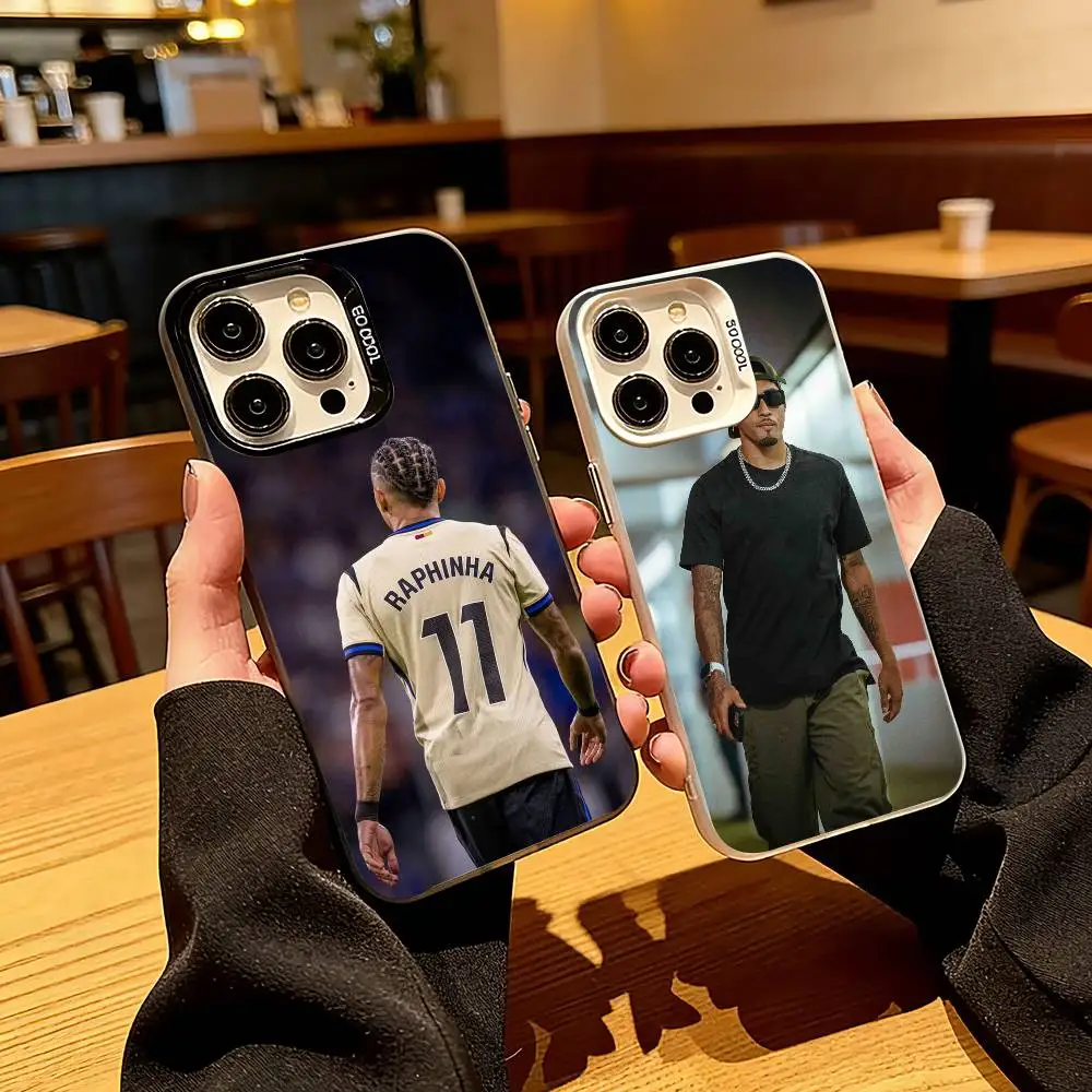 

Athlete R-Raphinha Phone Case For iPhone 17,16,15,14,13,12,11 Plus,Pro Max,XS,Colored Silver Plated Inside Cover