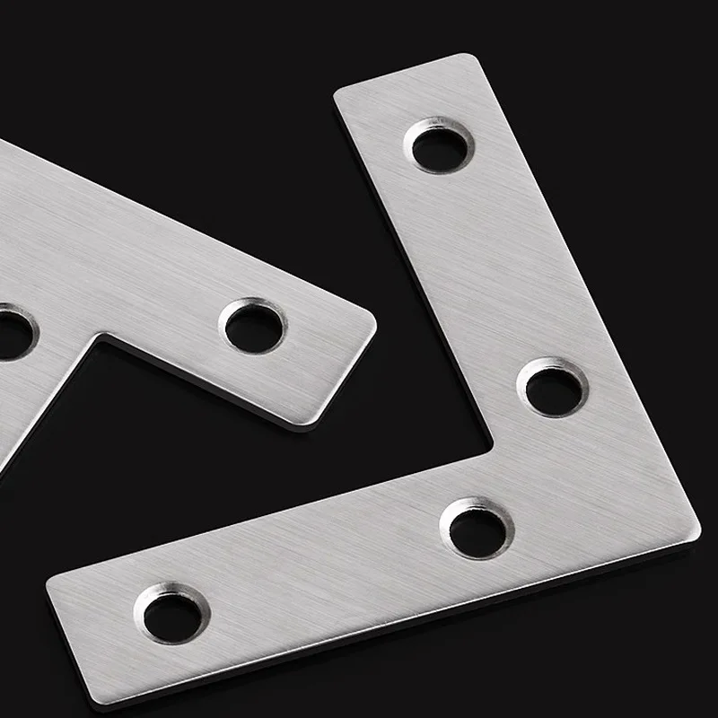 10 pieces of stainless steel and black paint thickened corner code, 1.97in l and t square code, triangular flat connector, fixed
