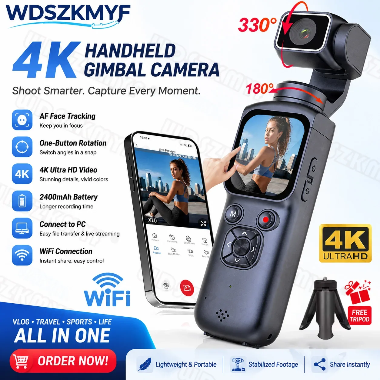 4K Action Camera Touch Screen Stabilization Sport BodyCam Portable Small Video Recorder Digital Vlog Pocket Camera travel Gift