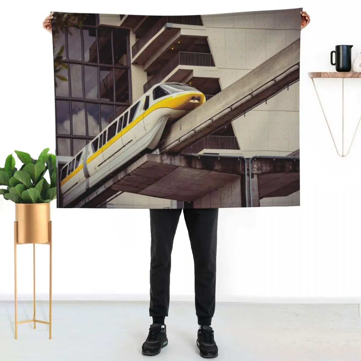 Yellow Monorail Exiting Building Throw Blanket sofa bed Softest Luxury St Luxury Large Bed covers Blankets