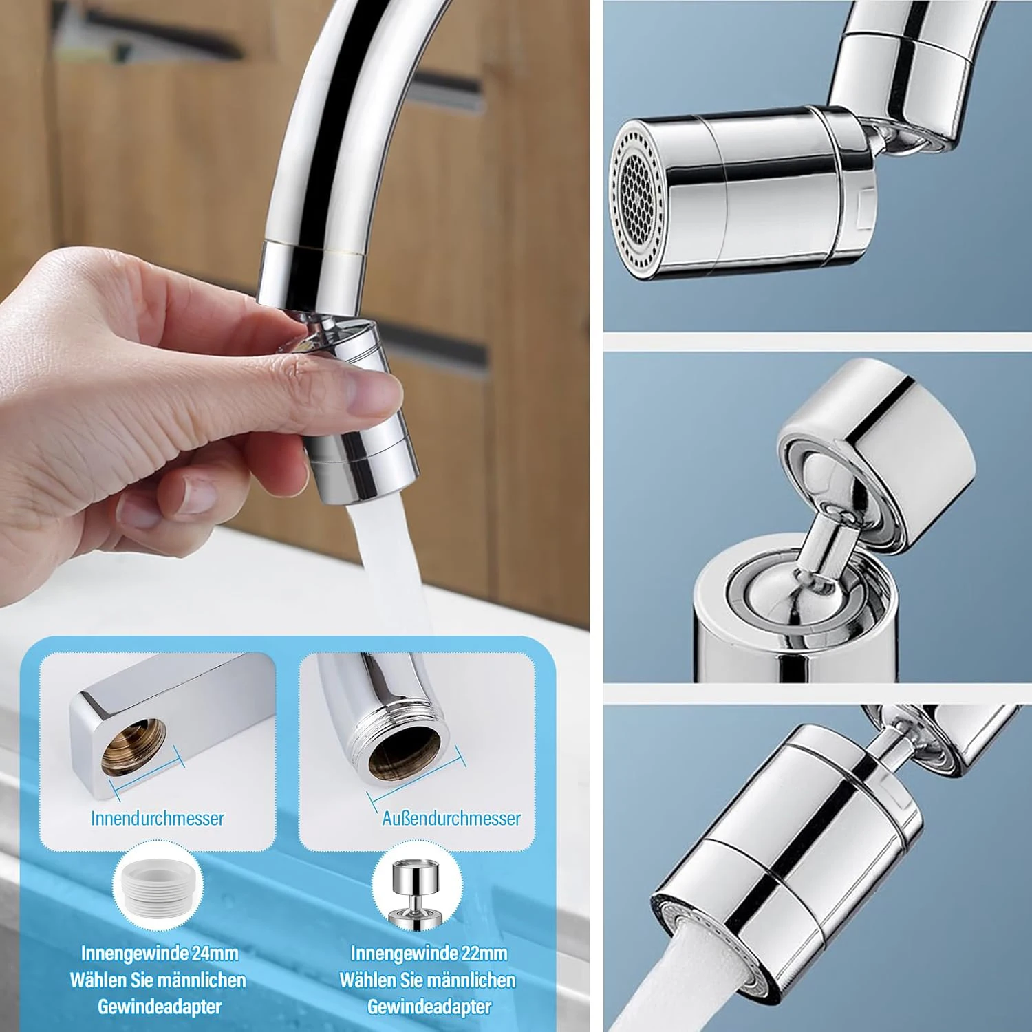 2 أوضاع  مطبخ  فلتر رأس رذاذ الصنبور  قابل للتعديل  360 ° دوار  splashback  اضغط على الفوهة فقاعة  بالوعة المطبخ  صنبور الهواء