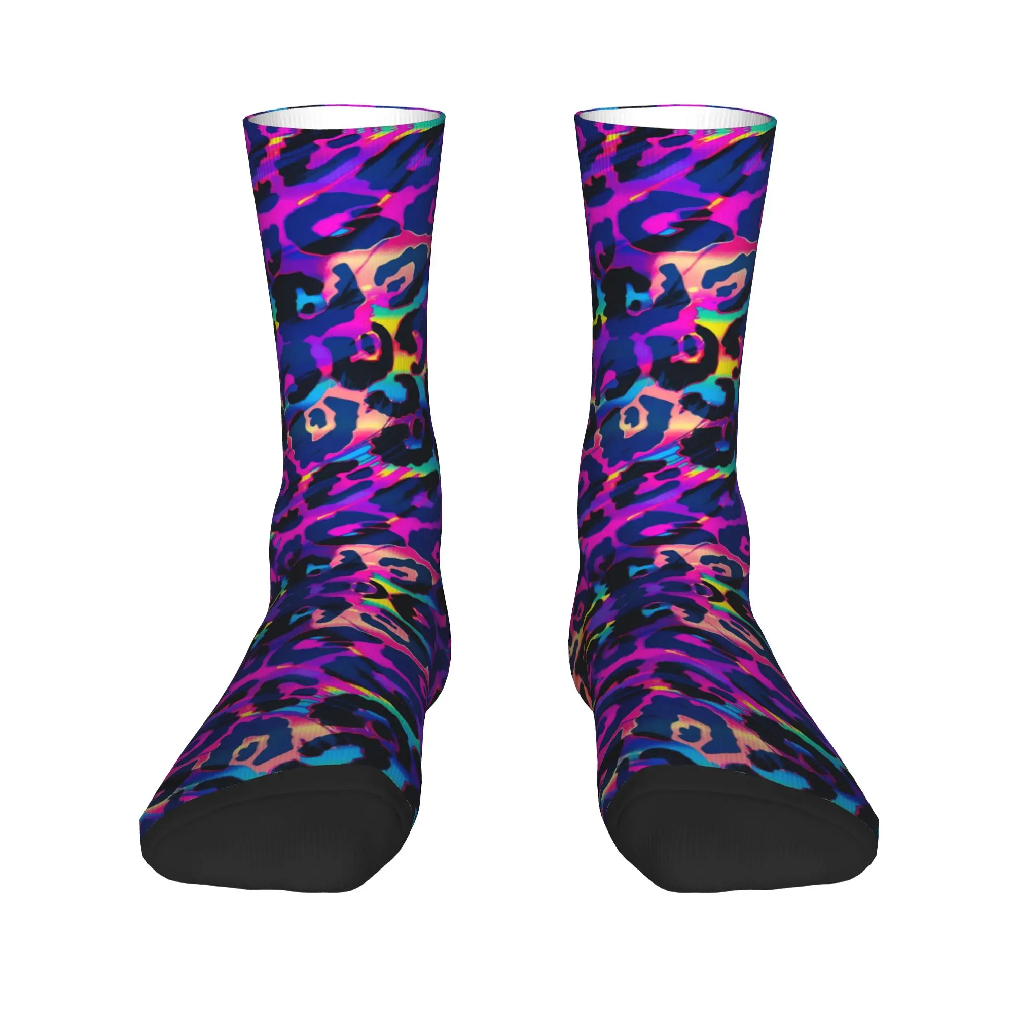Psychedelic 80s Leopard Socks Spring Abstract Art Stockings Women Men Quality Socks Design Skateboard Anti Bacterial Socks