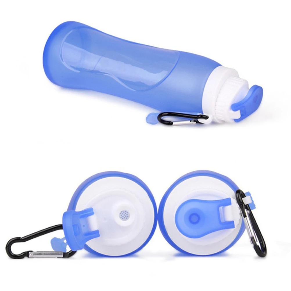 

Folding Water Bottle 500ml Sky Blue Food Grade Silicone Portable Outdoor Camping Cycling Hiking Sports Foldable Bottles 230x70mm