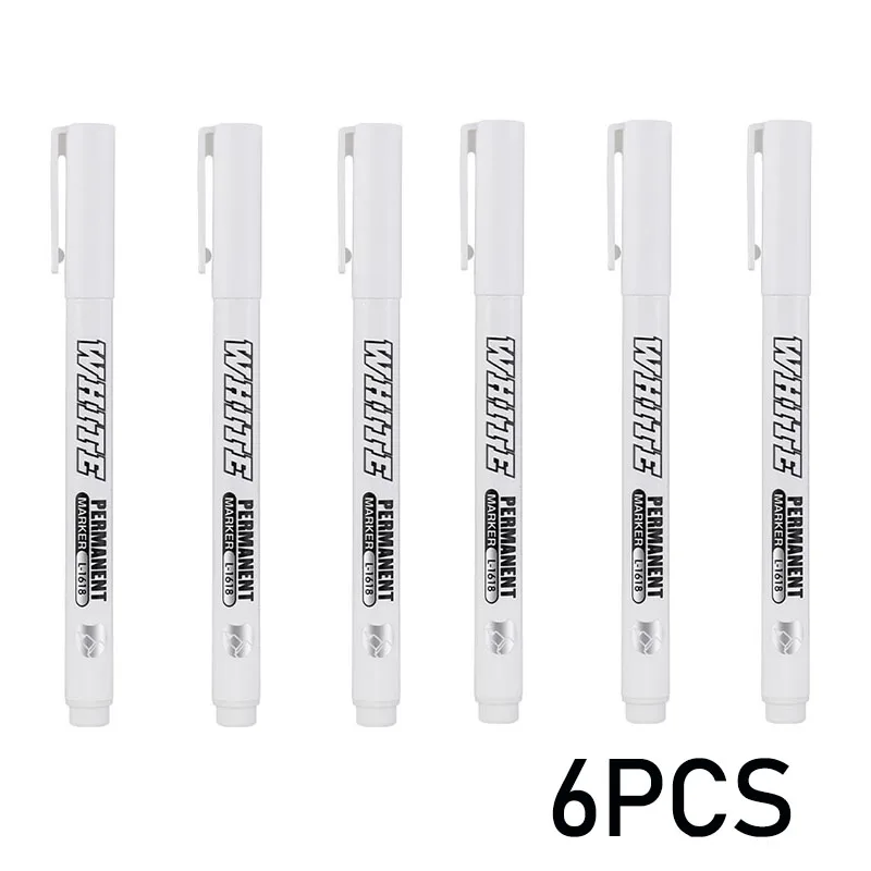 New 1/2/3PCS Waterproof Metal Marker Permanent White Paint Pen Washing Art Painting Graffiti Pens Fabric Wood Leather Marker1MM