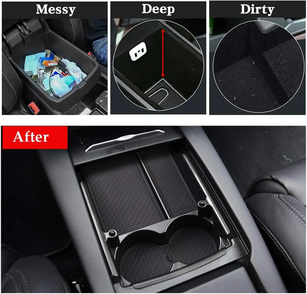 for Tesla Model X/Model S Center Console Organizer Armrest Storage Box Cup Holder Compatible with Tesla Model X/S Accessories