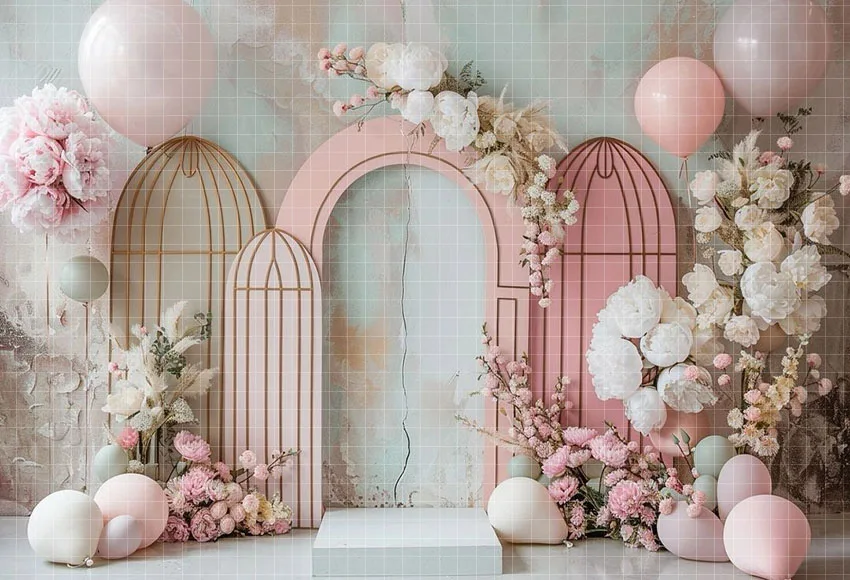 Mehofond 사진 배경 아치 벽 핑크 풍선 어린이 성인 생일 파티 출산 초상화 장식 배경 사진 스튜디오