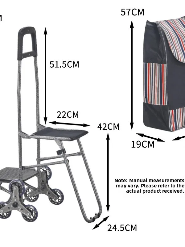 高齢者向けの座席とハンドルバー付きポータブルショッピングカート、野菜の買い物、階段の昇降、手引き、大容量カート