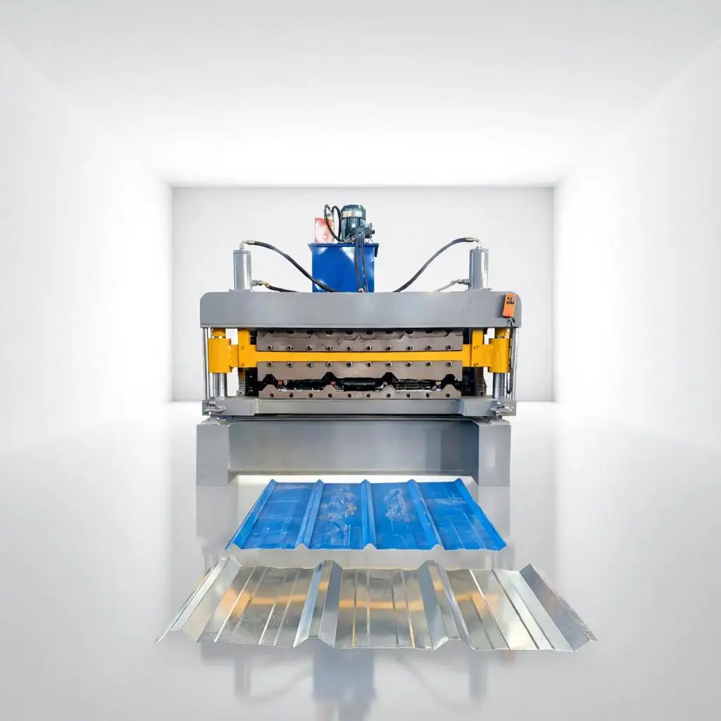 Automatic Full Metal Roofing Roll Forming Machine for Corrugated Trapezoidal Steel Tiles with PLC Control and Motor