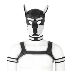 8 Colour Puppy Play Dog Hood Mask Men's Chest Strap Neck Collar Armband  Costume Slave Role Play Set Party Masks