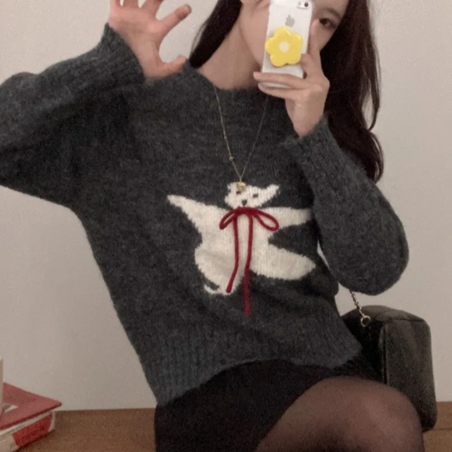 Maglieria da donna chic autunno inverno casual oversize lunga Sve morbida versatile comoda top coreano con taglio dritto