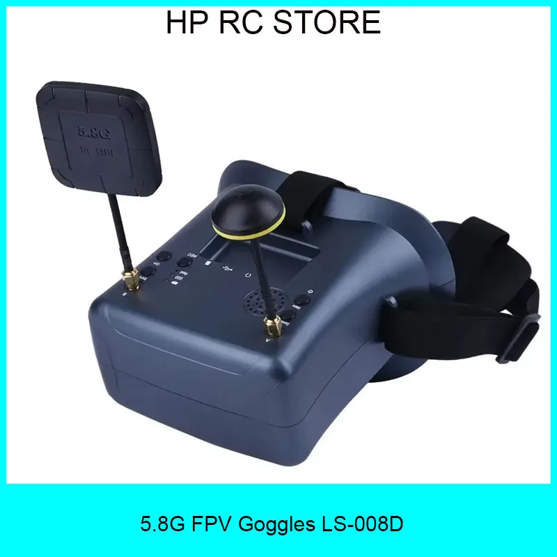 

5,8G FPV Goggles LS-008D 4,3-дюймовый 40-канальный видеорегистратор с двойной антенной Встроенный аккумулятор 480*272 LS008D Шлем для RC Racing FPV Drones