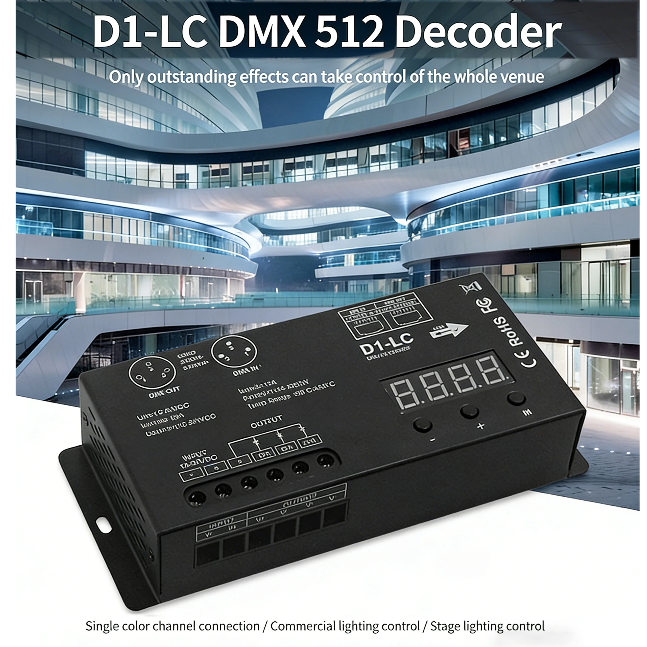 1CH High Power DMX512 Decoder LED Controller for Single Color LED Strips With Displays