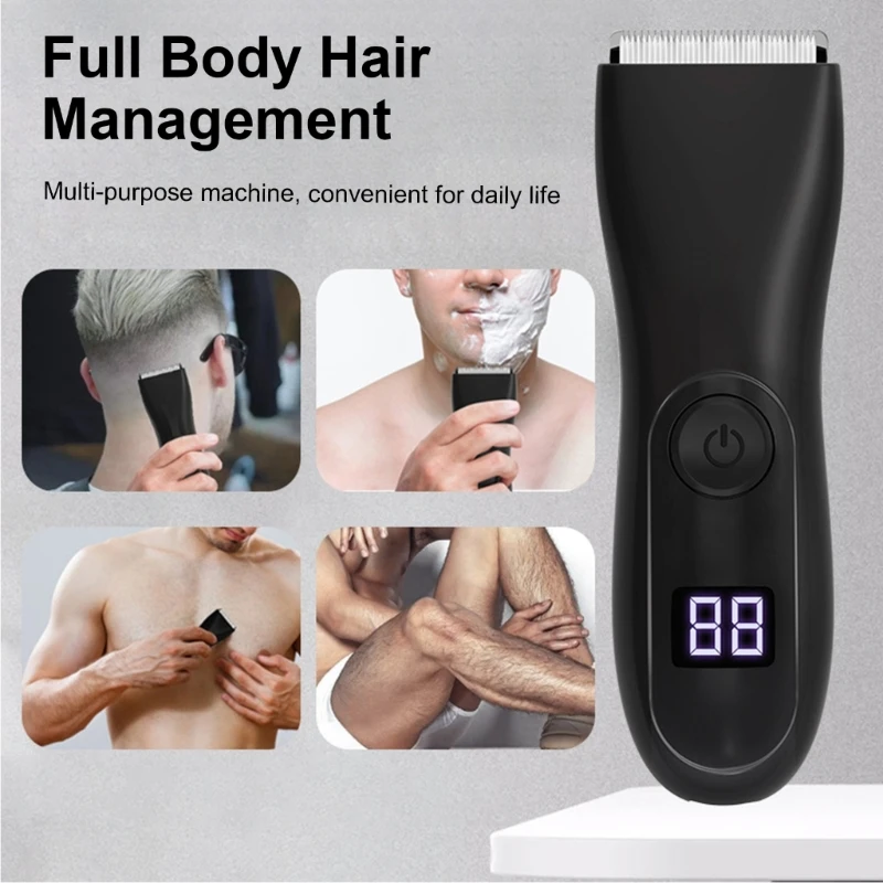 Groin Hair Trimmer Electric Manscape Trimmer for Men Waterproof Trimmer for Pubic/Body/Groin Grooming Body Groomer