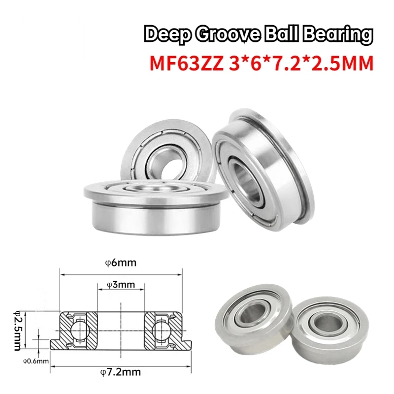 10pcs MF52ZZ MF62ZZ MF63ZZ MF74ZZ MF83ZZ MF84ZZ To MF148ZZ Miniature Flange Bearing Thin Wall Metal Shielded Flanged Bearings