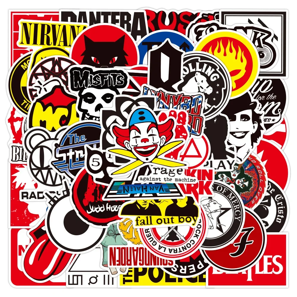 10/30/50PCS Rock Rock Band Sticker Graffiti Waterproof Skateboard Sticker Personalized Luggage Laptop Sticker Wholesale