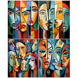 CHENISTORY Full Drill Square/Round Diamond Abstract Face Mosaic Diamond Painting Portrait Embroidery Personalized Gift Home Deco
