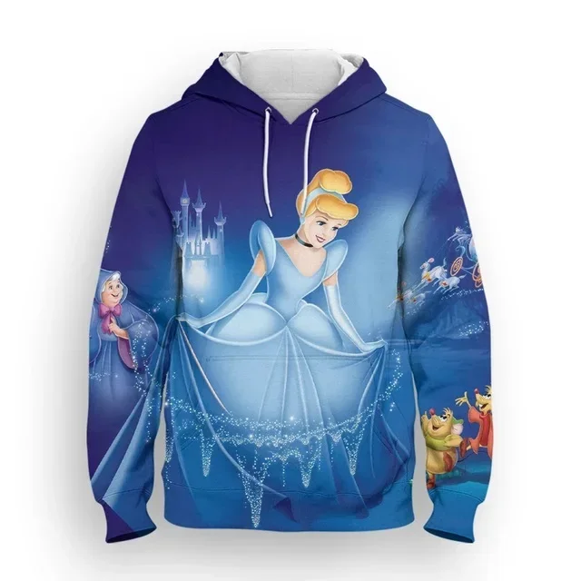 Disney Boys Girls Hoodies Oversized Women's Hoodies 3D Printing New Pullovers MINISO Women's Hoodies Cinderella Men's Clothing