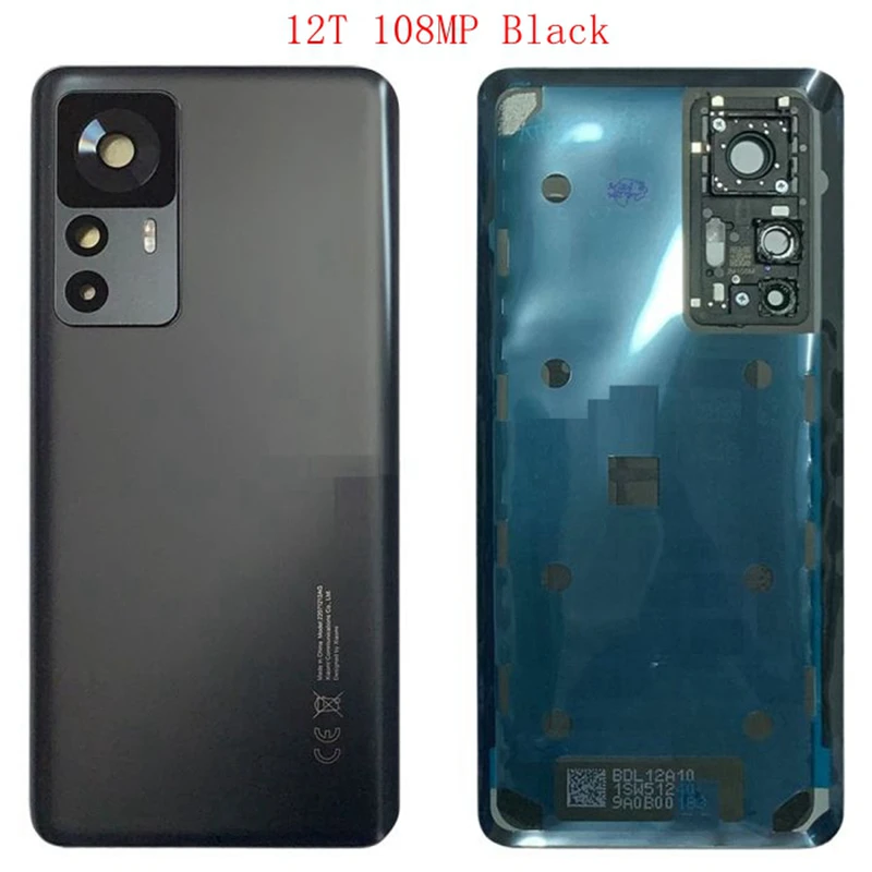 New For Xiaomi 12T , 12T Pro Back Cover Chassis Case Rear Battery Housing Door With  Camera Lens + CE Smartphone Parts