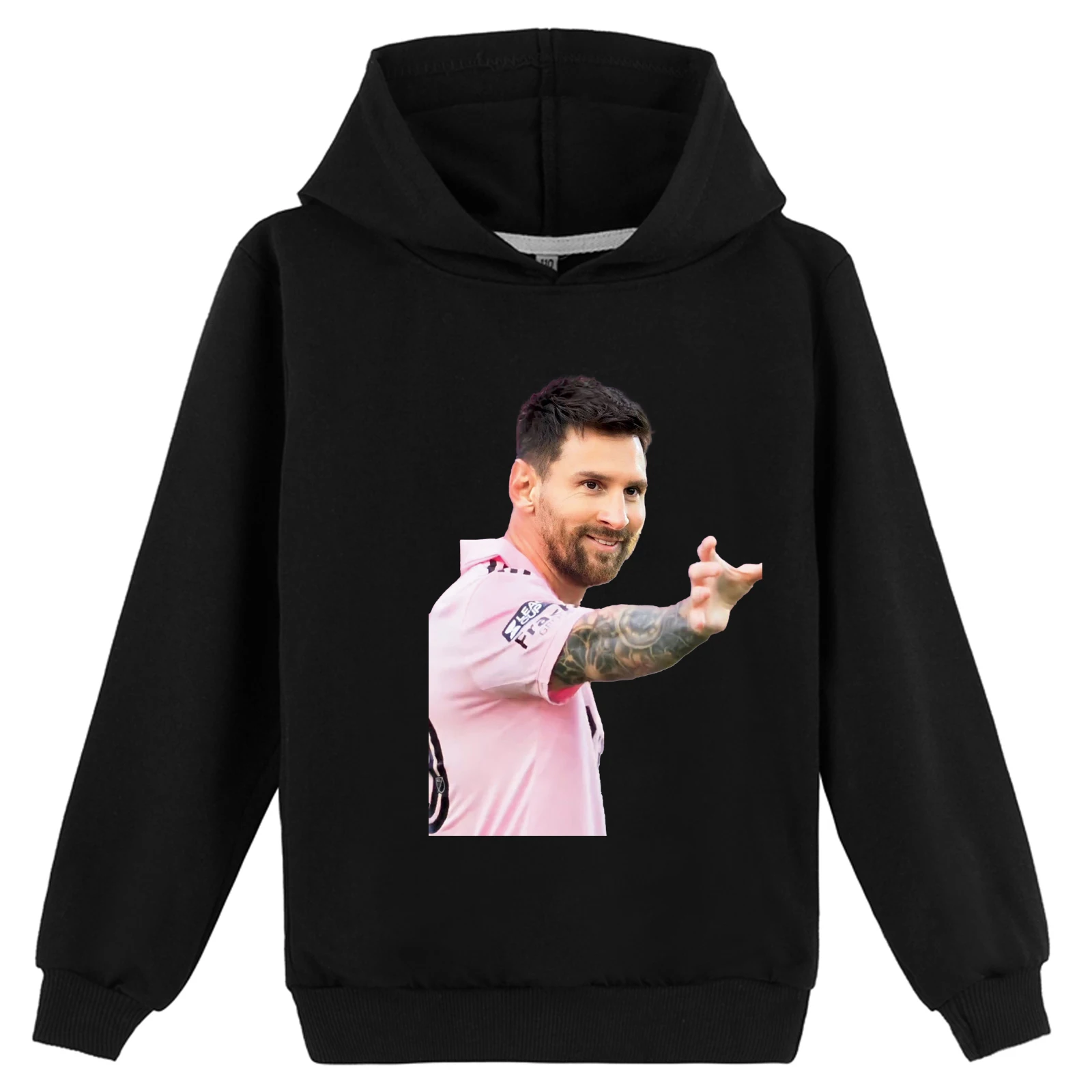 الصغار طفل البلوز البلوز مقنعين M-messi بلوزات فضفاضة، الخريف الجدة طويلة الأكمام هوديس في 2-14 سنة