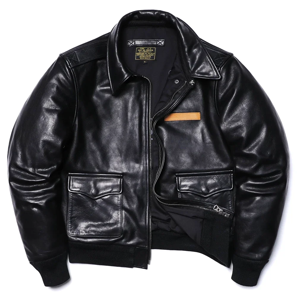 A2 Type Calfskin Air Force Genuine Leather Jacket Men's Vegetable Tanning Cowhide Flight Jacket Motorcycle Coat A2 Style Clothes