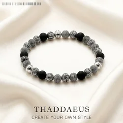 Bracelets Cross Beads & Obsidian For Rebel Men Trendy Gift Europe Style Heart Masculine 925 Sterling Silver Jewelry