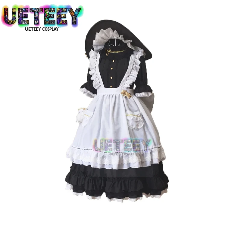

UETEEY Touhou Project Kirisame Marisa Apron Dress Maid Uniform Cosplay Costumes with hat