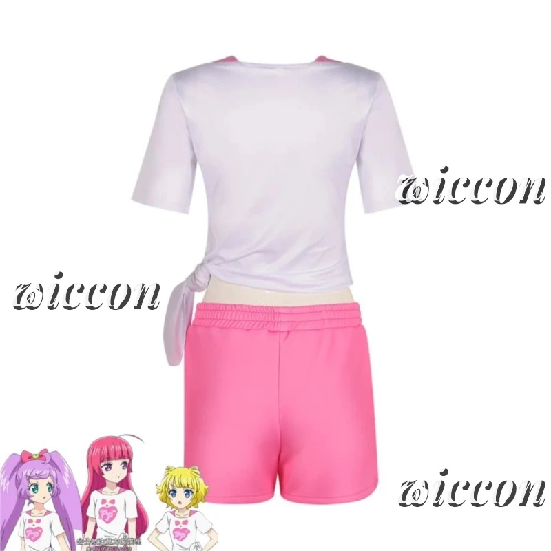 Anime Pripara Hojo Sophy Manaka Laala Minami Mirei SoLaMi♡SMILE Cosplay Costume T-shirt Shorts Wig Woman Sexy Lovely Daily Suit