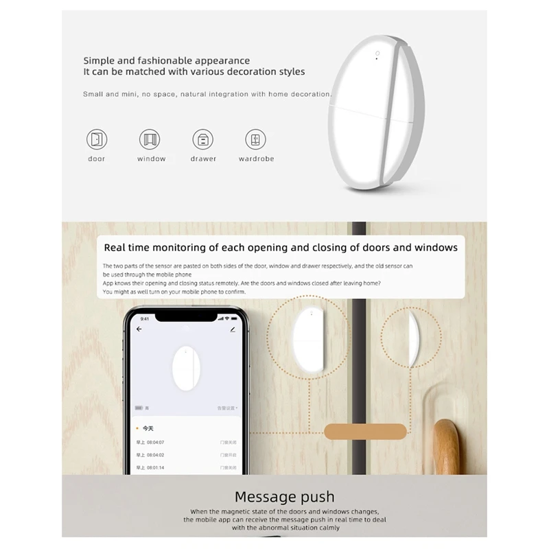 Умный дверной магнитный датчик Zigbee Tuya, умная дверная Магнитная сигнализация, беспроводной дверной магнитный датчик