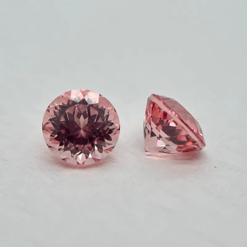 

Hot Sell Lab Grown Sapphire Round Shape Sunrise Pink Color Charm Beads Top Quality for Diy Jewelry Making Ring Selectable AGL Ce