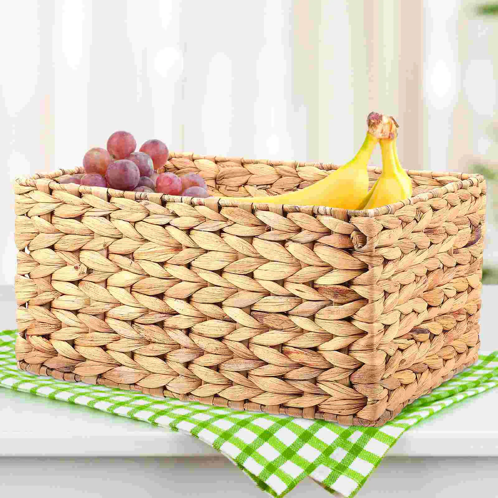 Storage Rattan Kitchen Fruit Bowls Mushroom Rattan Rattans Laundry Plant Wicker Baskets Flower Bin Desk Rectangle Travel Bamboo