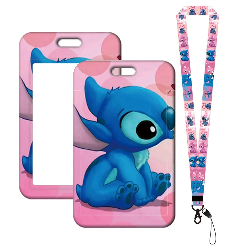 Disney Lilo e Ponto Titular Do Cartão, Cordão Chaveiro, Boy Bus Card Case, Cinta Do Pescoço, Meninas Protetores Do Cartão, Badge ID, Titular de Credencial