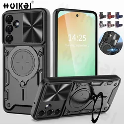 Case for Samsung S24 FE A16 A06 A55 S24 Ultra S23 S22 A54 A15 A35 A14 Slide Camera Lron Ring Protection Stands Kickstand Covers