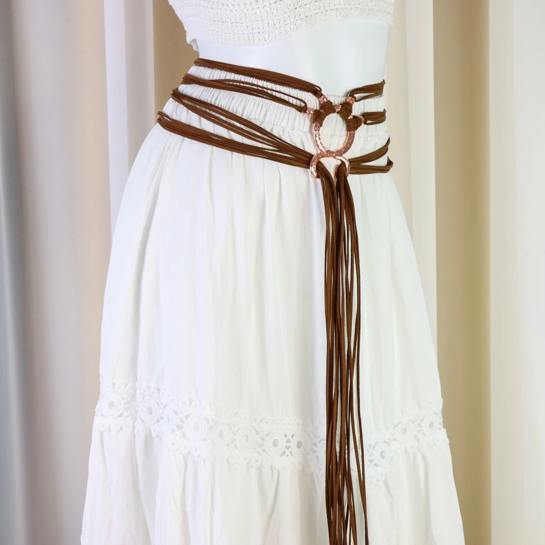 Pas ze sznurka wikingów - Kostium wikingów damski średniowieczny pas z krzyżem trolla akcesoria wiedźmy Halloween Cosplay