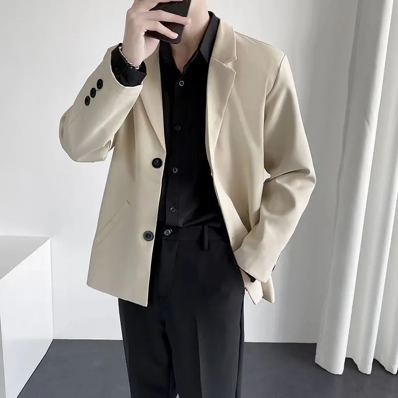 4-A85   Hong Kong Style Trendy Casual Suit Jacket Men\'s Spring and Autumn Duffianai Fried Street Loose Ins Handsome Small Suit