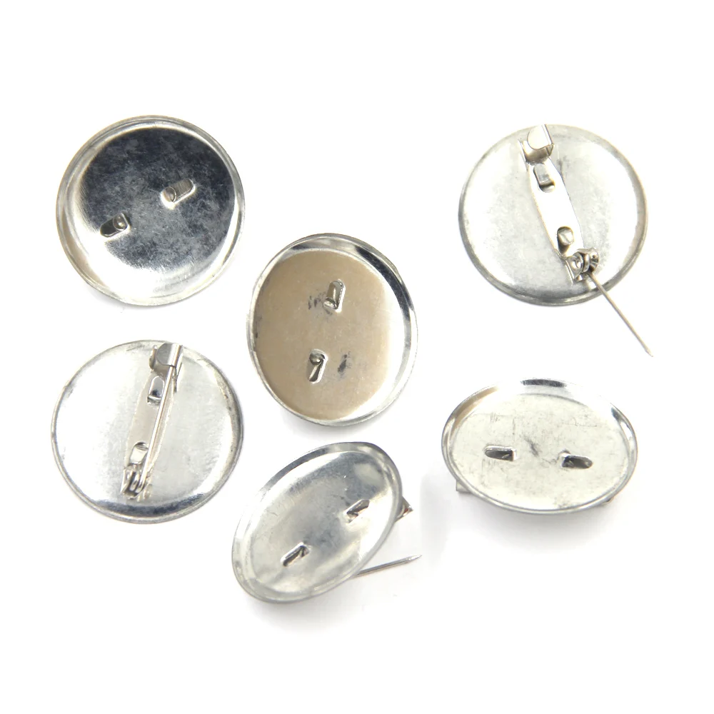 

20PCS Round Cabochon Setting Brooches Back Pin Support de Broche DIY Crafts Accessories Fit Cameo 16/20mm