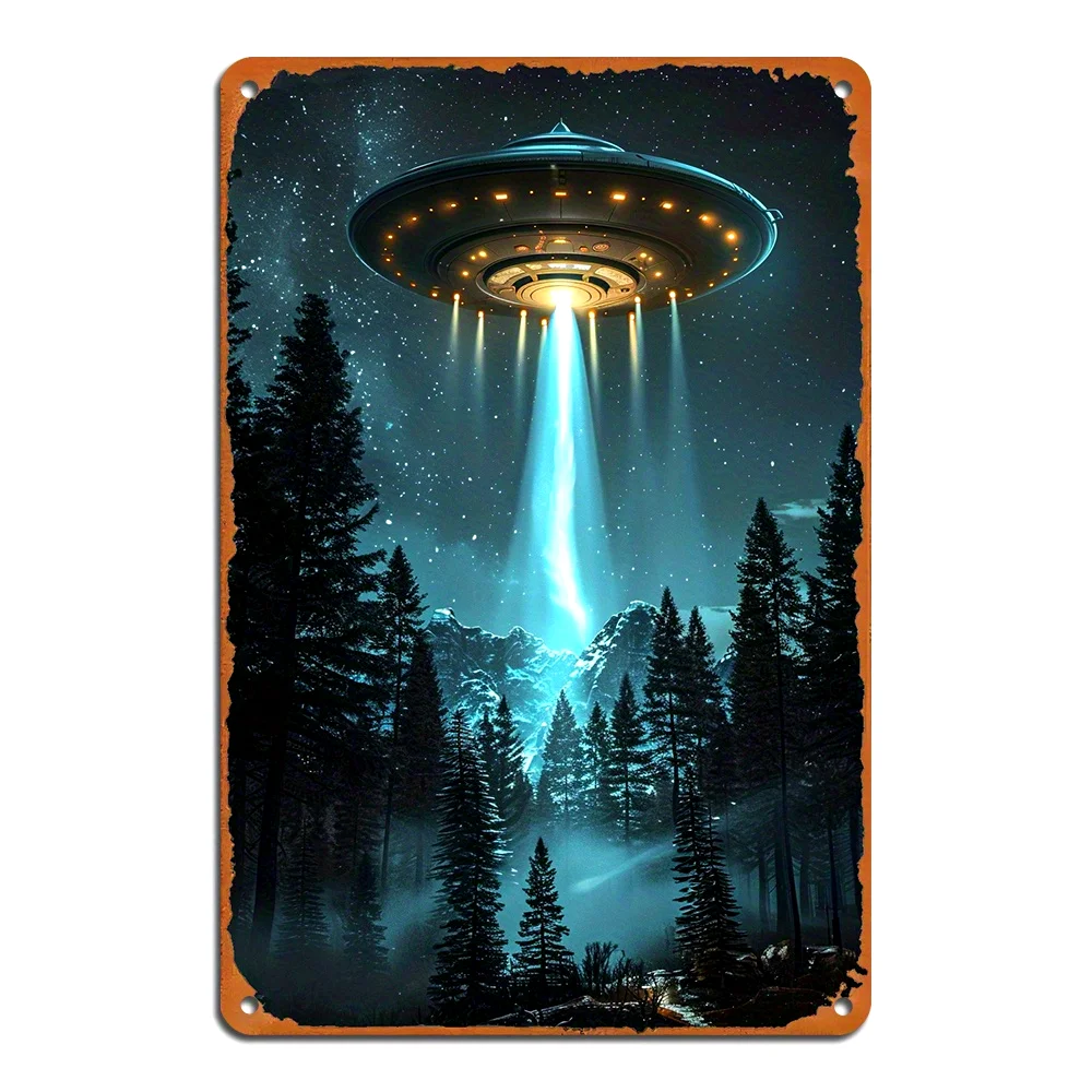 1PC I Want To Believe UFO Vintage Iron Wall Art, Home and Office Decor, Easy To Install, Reusable, Ideal Gift, 8x12 Inches