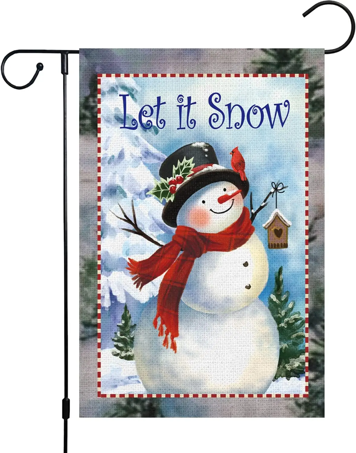 Louise Maelys Winter Garden Flag 12x18 Double Sided, Burlap Small Vertical Let it Snow Snowman Garden Yard House Flags for Winte