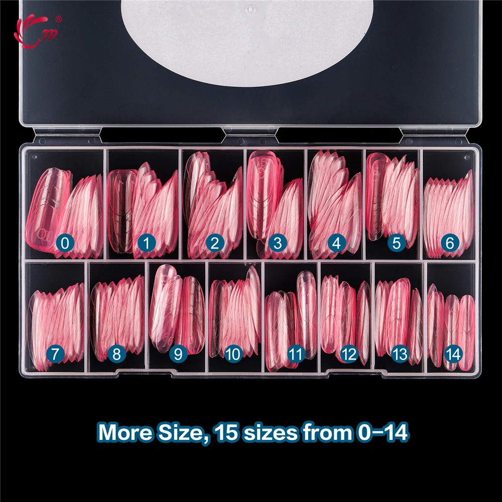 TP 150pcs/box French Dual Forms Nail Extension Poly Nail Gel Molds Full Cover Acrylic Nails Top Forms Pink Clear Manicure Tools