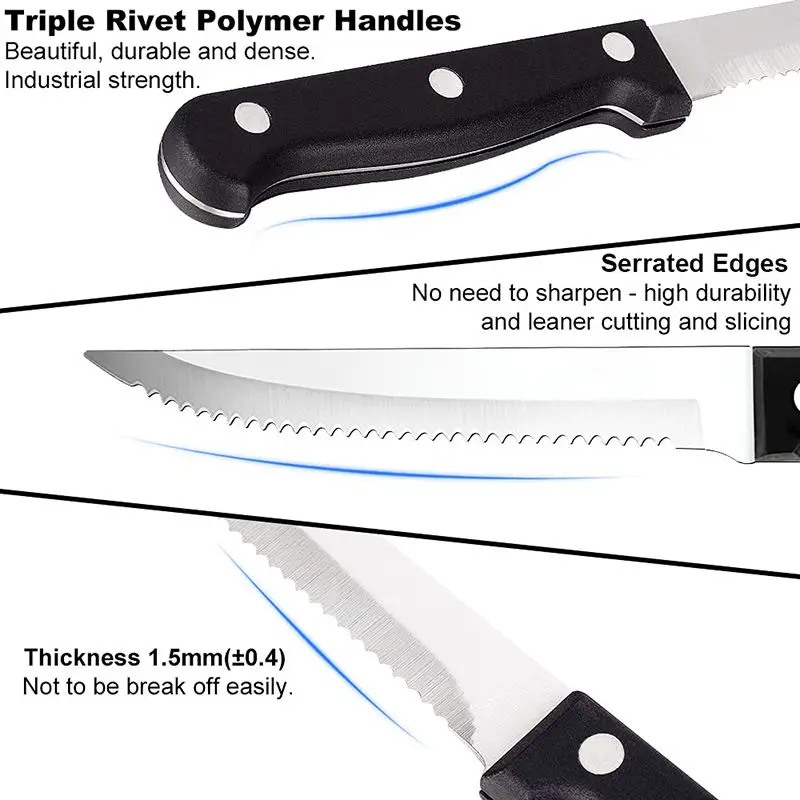 1 ~ 16 قطعة سكين لحوم الفولاذ المقاوم للصدأ حاد مسنن عشاء السكاكين السكاكين شواء مطعم أدوات المائدة قطع اللحوم الخبز الفاكهة سكاكين لحم