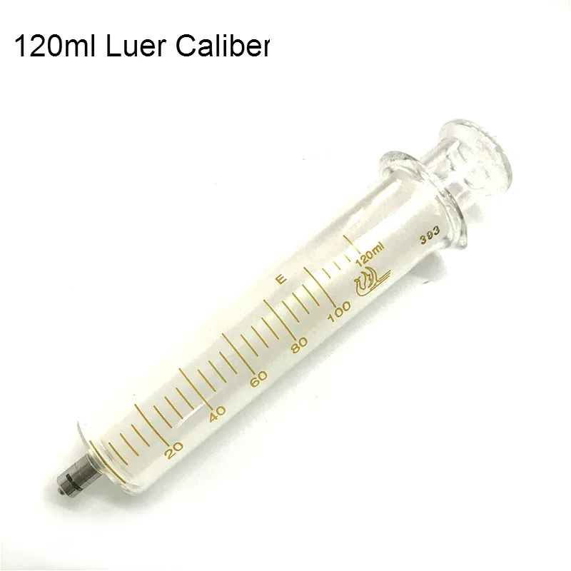 Glass Syringe 100 ml with Metal Luer Lock / Glass Caliber Glass Sample Extractor Injector Lab Glassware Reusable 100 CC 1/PK