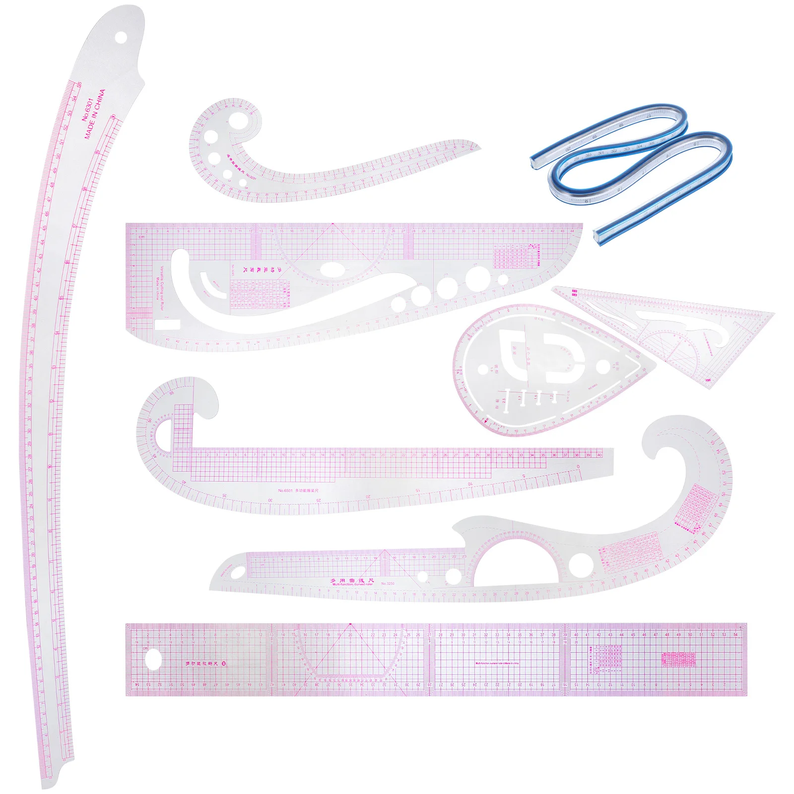 

1Set Sewing Ruler Set Plastic Material Lightweight Portable Clear Scale Accurate Measurement Sewing Supplies Tailor Ruler