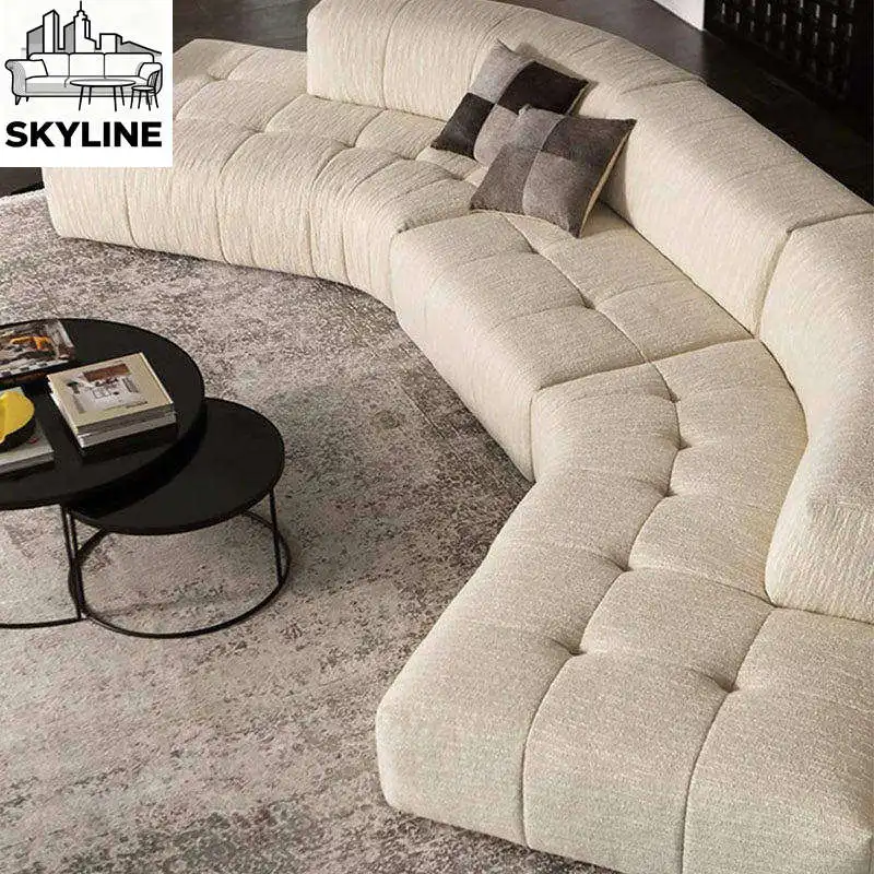 Simple curved milk sofa corner module living room large flat floor hotel club hall reception